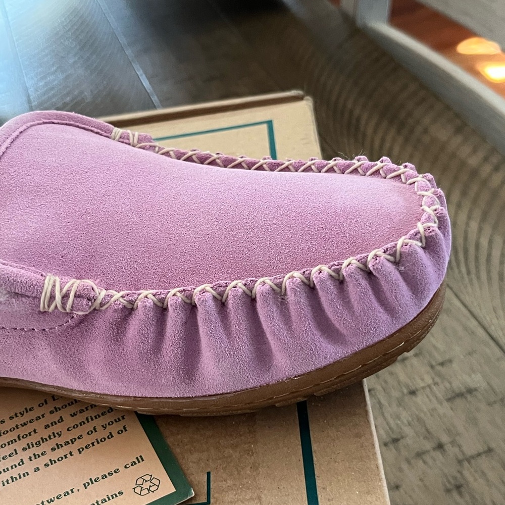 NEW in BOX LL BEAN WICKED GOOD VENETIAN SLIPPER Sz 9M Lilac Suede Rubber Sole - Picture 5 of 6